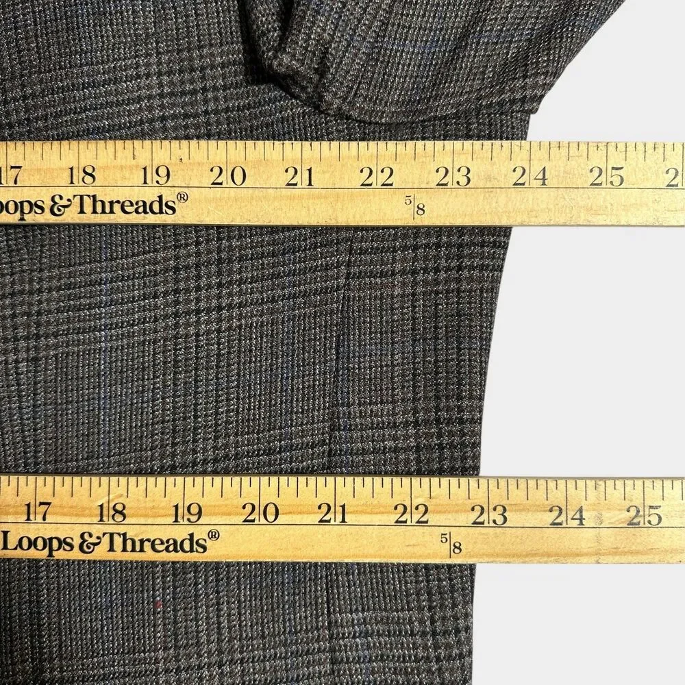 RALPH LAUREN Mens Blazer 46L Sport Coat Two Button Casual Jacket Gray Plaid Wool